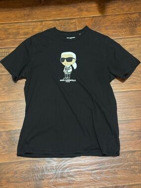 Karl Lagerfeld Black Short-Sleeve Tee with Character Motif